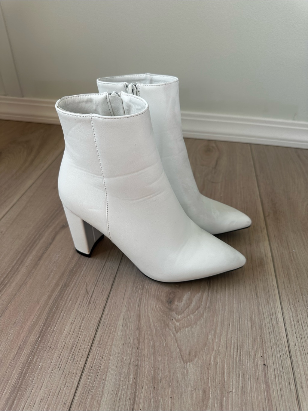 Classic Pointed-Toe White Ankle Boots - Women's | Size 5.5